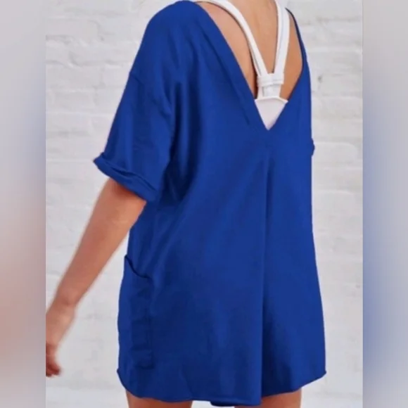 NWT Free People Hotshot One-Piece Romper – Bright Cobalt Blue Size Large - Picture 2 of 6